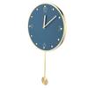 Ichiias Silent Wall Clock, Elegant Simple Pendulum Clock, Modern Durable for Home Living Room Study Room Office(Blue-Round Pendulum) view 3