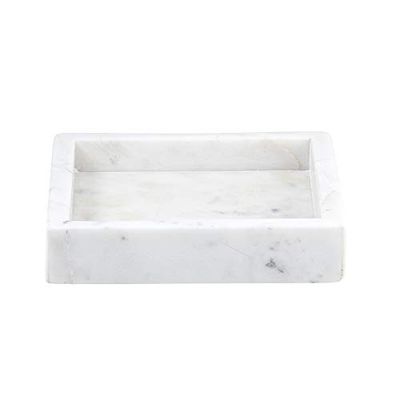 47thmain Square Marble Tray White, (Pack of 2)