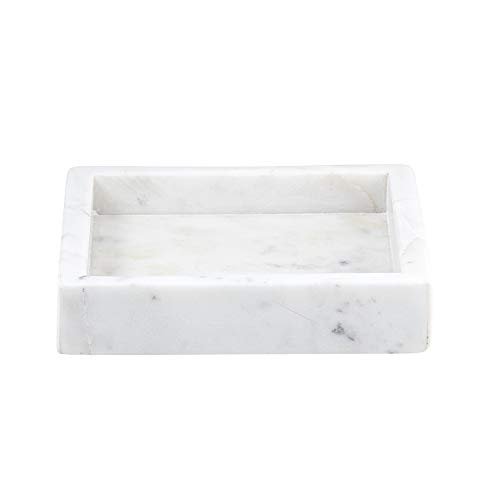 47thmain Square Marble Tray White, (Pack of 2)