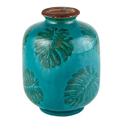 47thmain Vase - Tropical Teal Leaf