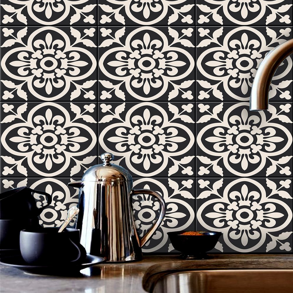 Bleucoin Encaustic Peel and Stick Tile Stickers for Kitchen Backsplash Bathroom- Waterproof Removable Eco Friendly Decals, DIY Vinyl Murals (6" x 6" inches(Pack of 24))