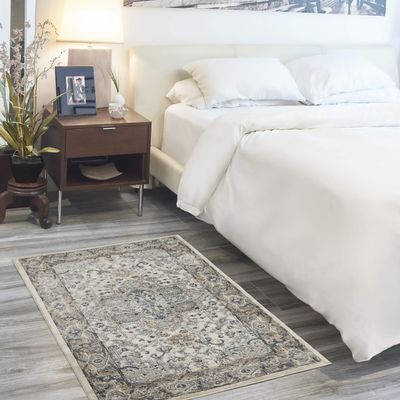 Nourison Concerto Ivory/Grey 3' x 5' Area Rug, Transitional, Bed Room, Living Room, Dining Room, Kitchen, Easy Cleaning, Non Shedding (3x5)