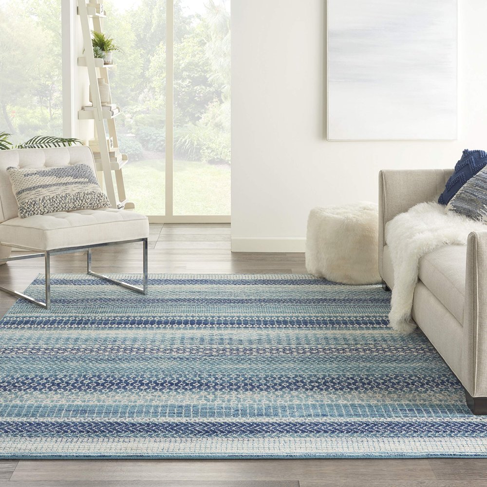 Nourison Home Passion Navy Blue 6'7" x 9'6" Area Rug - Easy Clean, Non Shedding, Bed Room, Living Room, Dining Room, Kitchen (7' x 10')