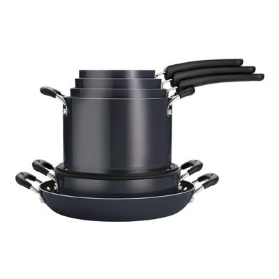 Tramontina Aluminum Non Stick 11-Piece Nesting Pots and Pans Set with Lids - Gray, Kitchen Nonstick Cookware Set, Dishwasher and Oven Safe