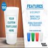 DISCOUNT PROMOS Custom Frosted Plastic Stadium Cups, 100 pack, Promotional Text, Logo, 16 oz. Shatterproof Flexible Reusable Party Cups Pearl White view 2