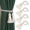 Fenghuangwu Curtain Tiebacks Handmade Decorative Curtain Holdbacks Rope with Tassel (White, 4P) view 1