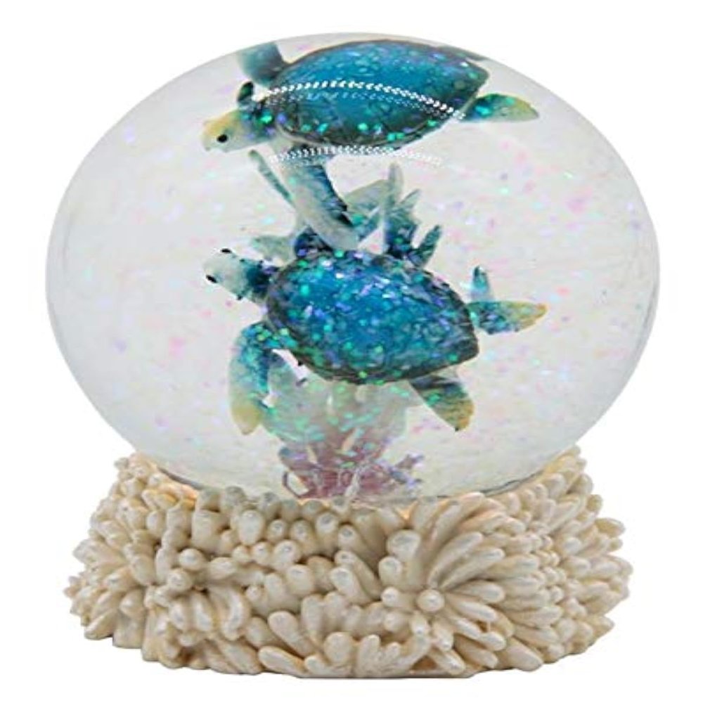 Sea Turtle Snow Globe Ocean Life Beach Themed Gift Decor Figurine, 4.5x3.5 inches