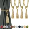 Fenghuangwu Curtain Tiebacks Tassel Tie-Backs, Rope Curtain tie Backs Handmade Curtain Holdbacks Made from Polyester (Gold, 4p) view 1