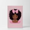 SmileArtDesign Twinkled Cute African Girl Canvas Wall Art Print Pink Dotted Ribbon Bow Afro African Pink Background Baby Kids and Nursery Room Home Decor Ready to Hang Made in The USA - 36x24 view 2