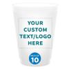 DISCOUNT PROMOS Custom Frosted Plastic Stadium Cups, 10 pack, Promotional Text, Logo, 16 oz. Shatterproof Flexible Reusable Party Cups, Pearl White view 1