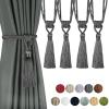 Fenghuangwu Curtain Tiebacks Tassel Tie-Backs, Rope Curtain tie Backs Handmade Curtain Holdbacks Made from Polyester (Charcoal, 4p) view 1