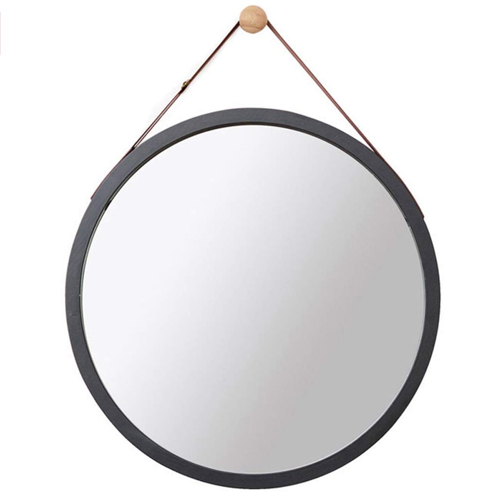 18-inch Bamboo Frame Ornament with Round Bedroom Vanity Mirror Hook and Adjustable Strap (Bamboo, 17.72 Inch X 17.72 Inch)