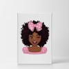 SmileArtDesign Twinkled Cute African Girl Canvas Wall Art Print Pink Dotted Ribbon Bow Afro African Baby Kids and Nursery Room Home Decor Ready to Hang Made in The USA - 36x24 view 2