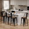 Changjie Furniture 24 Inches Metal Barstools Set of 4 Counter Height Bar Stools Industrial Stools with Backs High Back Chairs for Kitchen Island (24 Inch, Black) view 1