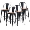 Changjie Furniture 24 Inches Metal Barstools Set of 4 Counter Height Bar Stools Industrial Stools with Backs High Back Chairs for Kitchen Island (24 Inch, Black) view 3