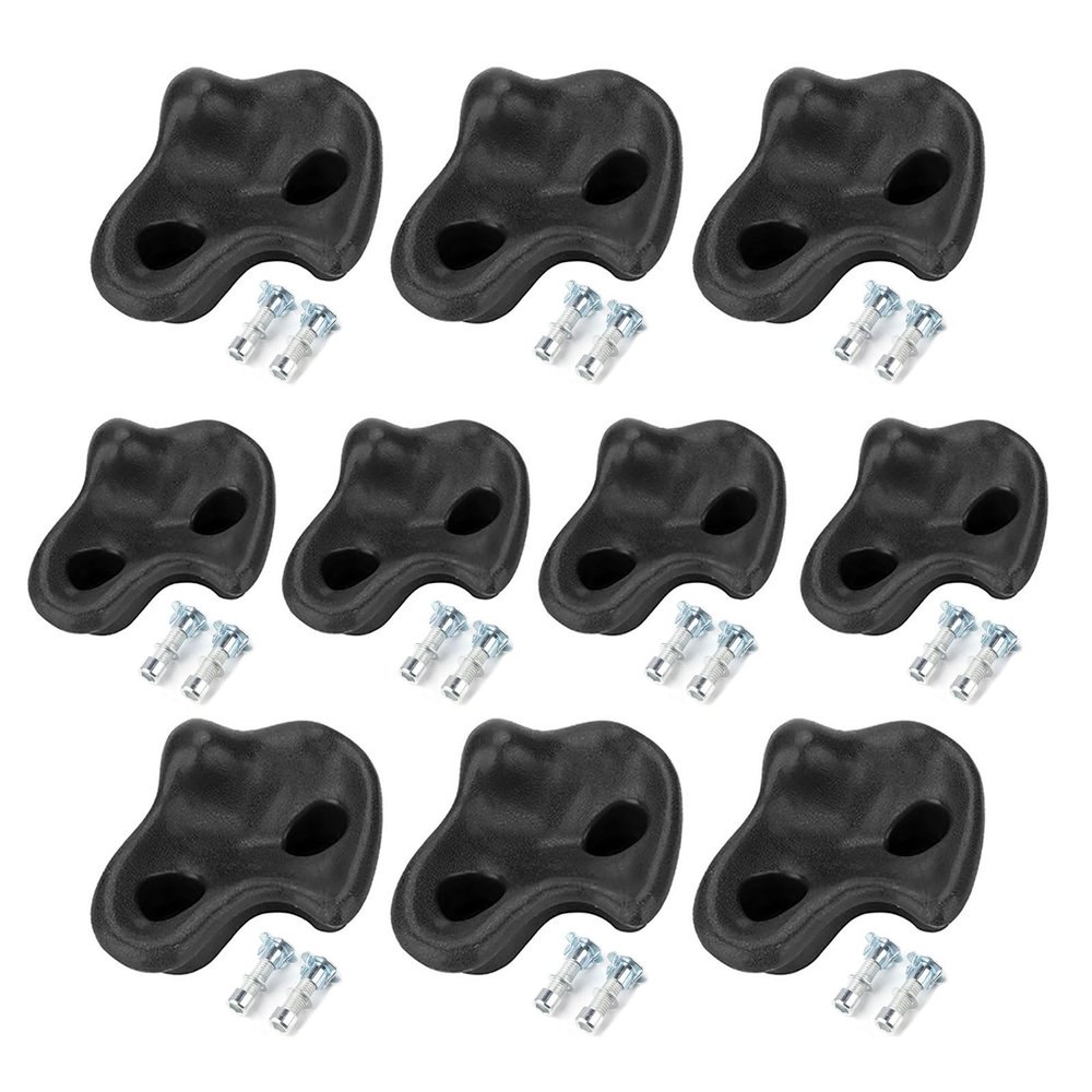 Demeras 10PCS Plastic Climbing Holds Grips Kids Climbing Stones Small Kids Toys Grip Climbing Rock Set for Climbing Frames Tree Houses (Black)