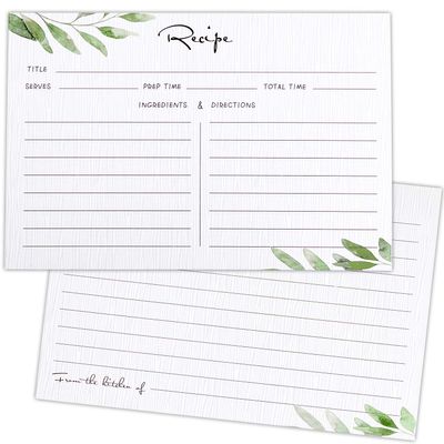 Outus 50 Pieces 4x6 Recipe Cards, Double Sided Blank Cards, Fresh Style
