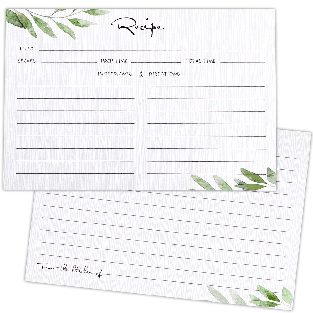 Outus 50 Pieces 4x6 Recipe Cards, Double Sided Blank Cards, Fresh Style