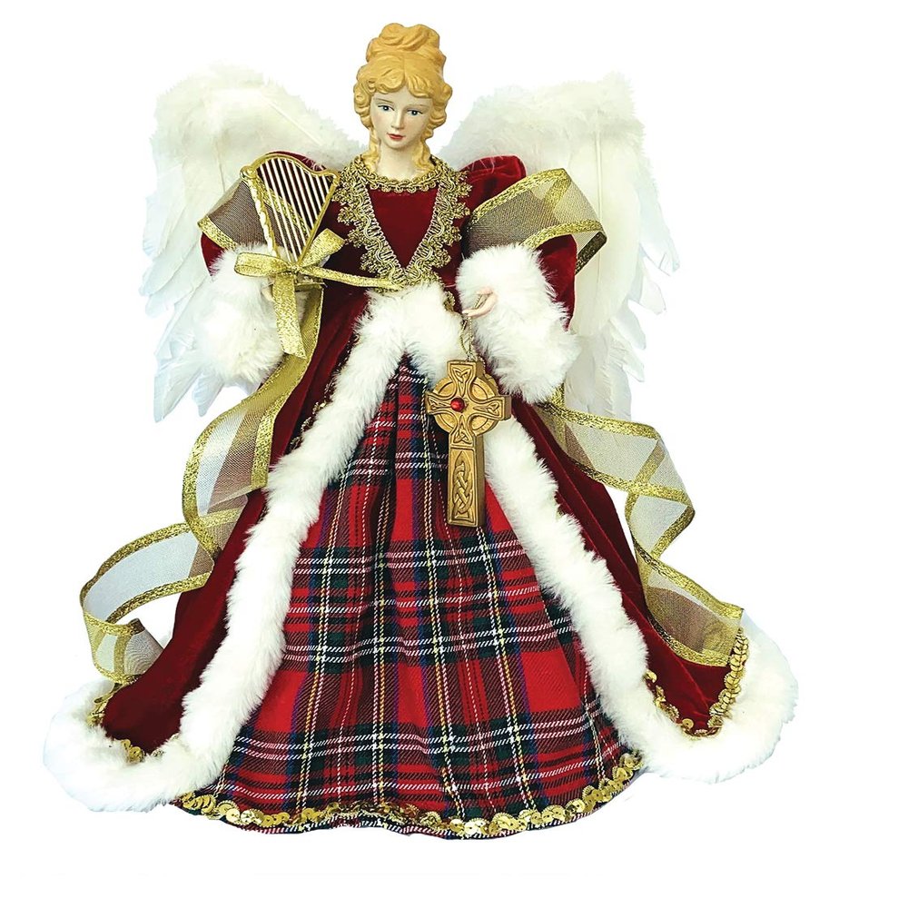 Santa's Workshop 16" RED Plaid Tree Topper Angel