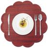 Kreatur Round Waterproof Placemats for Dining Table Set of 6,Modern PU Washable Table Mats Non-Slip Easy to Clean for Home Kitchen Decor (Cherry Red) view 1