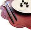 Kreatur Round Waterproof Placemats for Dining Table Set of 6,Modern PU Washable Table Mats Non-Slip Easy to Clean for Home Kitchen Decor (Cherry Red) view 3