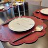 Kreatur Round Waterproof Placemats for Dining Table Set of 6,Modern PU Washable Table Mats Non-Slip Easy to Clean for Home Kitchen Decor (Cherry Red) view 4
