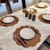 Kreatur Round Waterproof Placemats for Dining Table,Set of 6,Modern PU Washable Table Mats Non-Slip Easy to Clean for Home Kitchen Decor (Wood Brown) view 4