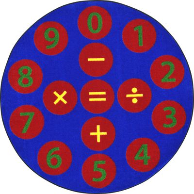Joy Carpets Number Jumpers Area Rug in Color Multi, 5'4" Round