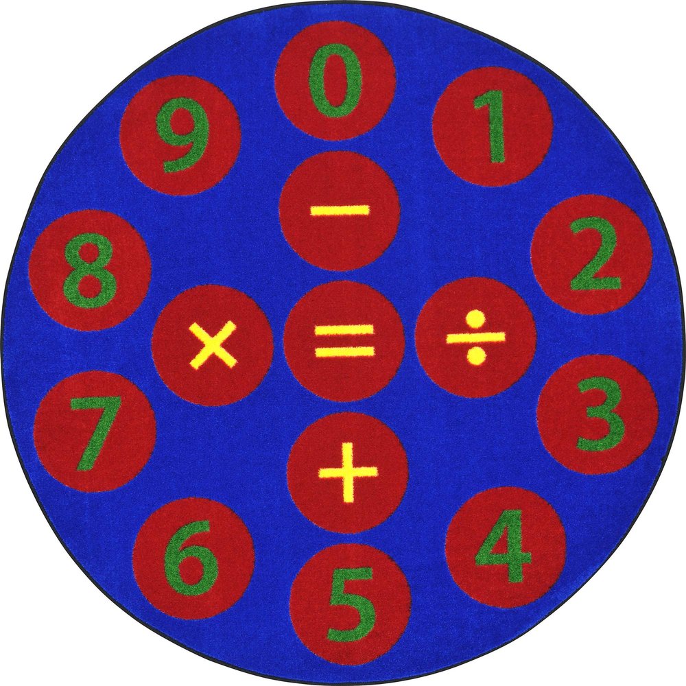 Joy Carpets Number Jumpers Area Rug in Color Multi, 5'4" Round