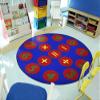 Joy Carpets Number Jumpers Area Rug in Color Multi, 5'4" Round view 3