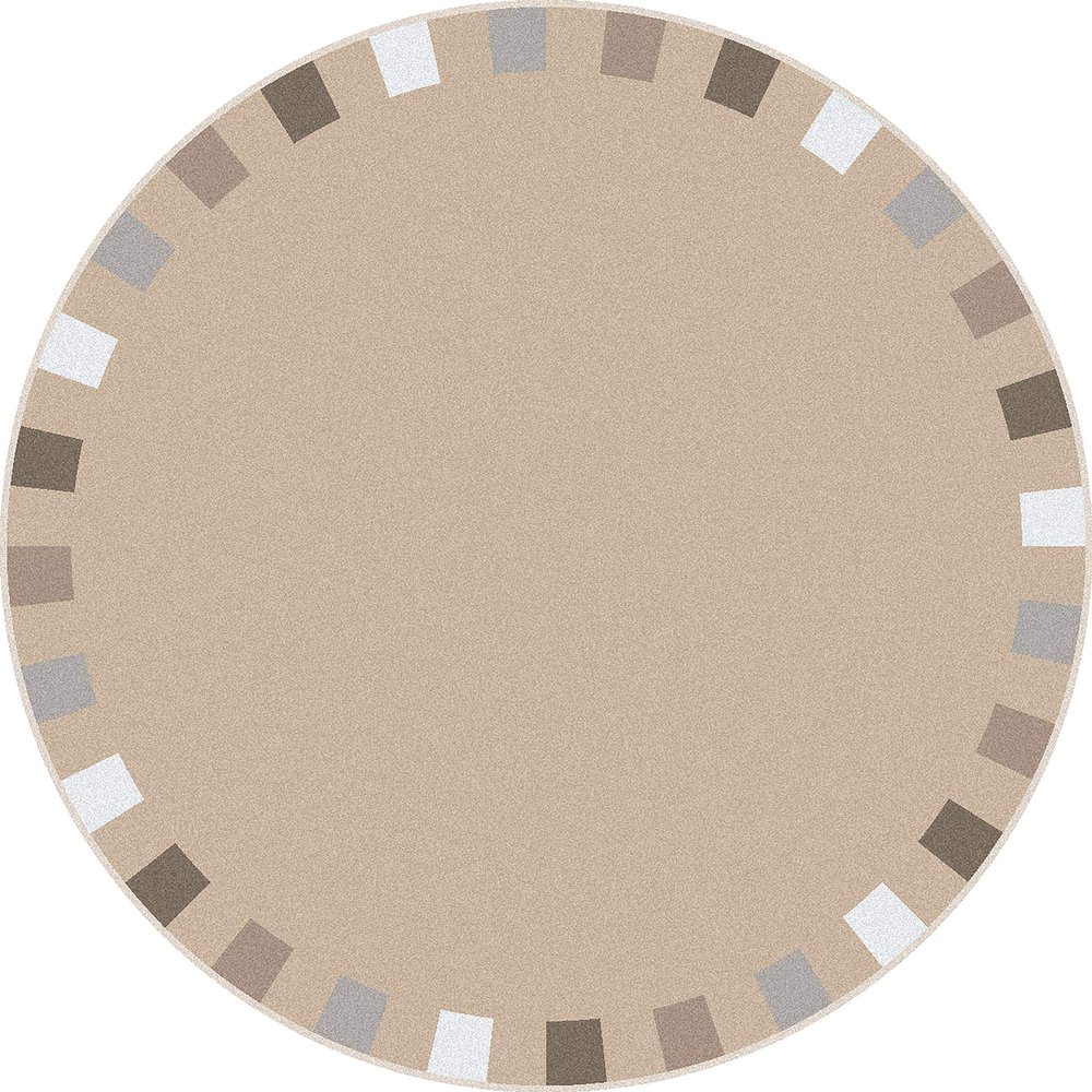 Joy Carpets Kid Essentials On The Border 5'4" Round Area Rug in Color Neutrals