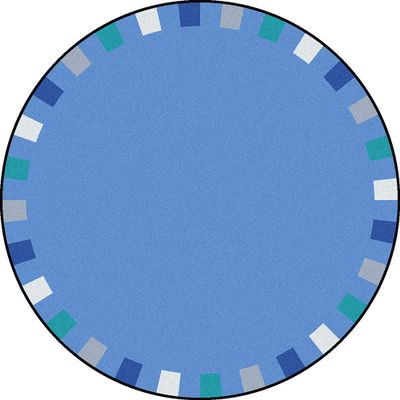 Joy Carpets Kid Essentials On The Border 5'4" Round Area Rug in Color Softs