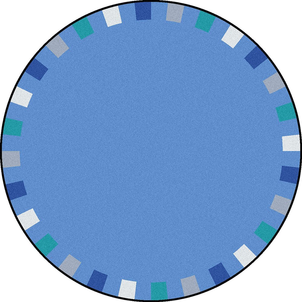 Joy Carpets Kid Essentials On The Border 5'4" Round Area Rug in Color Softs