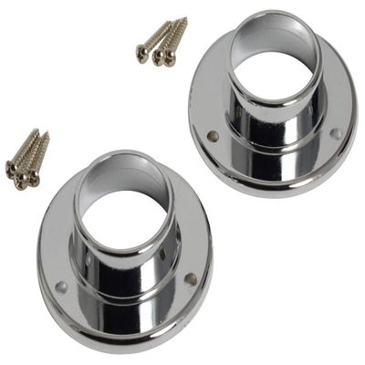 #30 CKP Brand 1-1/4" Closet Rod Flange, Polished Chrome (Sold As Pair)