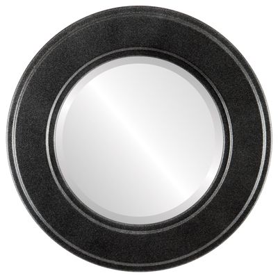 OVALCREST Round Beveled Wall Mirror for Home Decor - Montreal Style - Black Silver - 19x19 Outside Dimensions