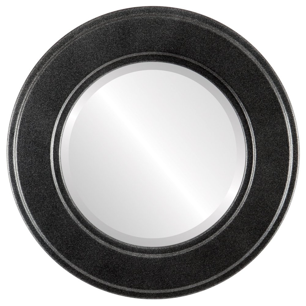 OVALCREST Round Beveled Wall Mirror for Home Decor - Montreal Style - Black Silver - 19x19 Outside Dimensions