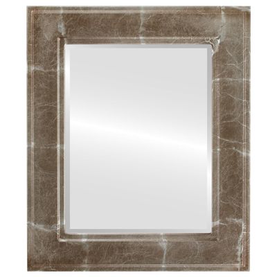 OVALCREST Rectangle Beveled Wall Mirror for Home Decor - Montreal Style - Champagne Silver - 25x29 Outside Dimensions