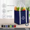 DISCOUNT PROMOS Custom Non Woven Shopping Tote Bags Set of 10, Personalized Bulk Pack - Reusable, Great for Shopping, Grocery, Beach, Picnic, Wedding Favors - Navy White view 3