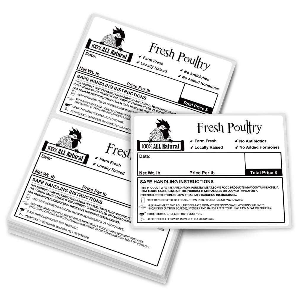 Morepack Poultry Freezer Labels, 50 Pcs 4x3 Inches