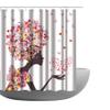 Amagical Flower Girl and Pink Butterflies Pattern 3 Piece Bathroom Mat Set Shower Curtain Set Bath Mat Contour Mat Waterproof Shower Curtain with 12 Hooks view 2