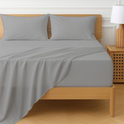 Cottington Lane Extra Deep Pocket Cal King Sheet Set Egyptian Cotton, 4 Piece Hotel Quality Luxury Bedding, 22-Inch Deep Fit, Soft, Breathable & Durable Sheets for Thick Mattresses, Silver Grey Solid