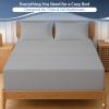 Cottington Lane Extra Deep Pocket Cal King Sheet Set Egyptian Cotton, 4 Piece Hotel Quality Luxury Bedding, 22-Inch Deep Fit, Soft, Breathable & Durable Sheets for Thick Mattresses, Silver Grey Solid view 3