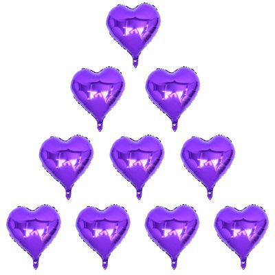 [10 Pack] Heart Shape Foil Balloons, 18" Mylar Balloons Aluminum Foil Decorations for Birthday Party/Wedding/Engagement Party/Celebration/Holiday/Show/Party Activities (Purple)