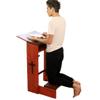 Kcelarec Wooden Prayer Table Prayer Bench Stool Padded Kneeler Shelf Folding Church Table with Shelf and Kneeling Cushions view 2