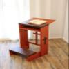 Kcelarec Wooden Prayer Table Prayer Bench Stool Padded Kneeler Shelf Folding Church Table with Shelf and Kneeling Cushions view 3