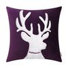BRAWARM Christmas Pillow Cover 20 X 20 Inches, Purple Reindeer Embroidered Pillow Cover, Soft Velvet Decorative Throw Pillow for Couch Bed Sofa Living Room Home view 1