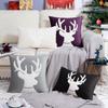 BRAWARM Christmas Pillow Cover 20 X 20 Inches, Purple Reindeer Embroidered Pillow Cover, Soft Velvet Decorative Throw Pillow for Couch Bed Sofa Living Room Home view 4