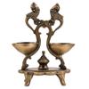 Indian Shelf Handmade Twin Peacock Figurines South Indian Diya for Pooja Ceremony Brass Oil Lamp Decorative Deepak (Size: 17cm) BOL-298 view 1
