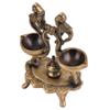 Indian Shelf Handmade Twin Peacock Figurines South Indian Diya for Pooja Ceremony Brass Oil Lamp Decorative Deepak (Size: 17cm) BOL-298 view 3