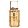 Indian Shelf Vocalforlocal Handmade Vintage Brass Tiffin Box with Three Container in Golden Finish Pack of 1 Indian Kitchen Utensils view 2